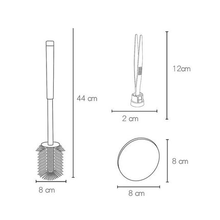 Household Toilet Silicone Long Handle Toilet Brush Set Stainless Steel Toilet Cleaning Brush Head-garmade.com