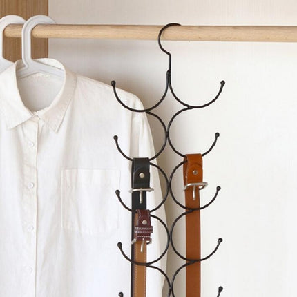 Multi-Circle Hook Hanging Hanging Scarf Belt Scarf Tie Hanger Rack, Size:50.5x20.5cm(Black)-garmade.com