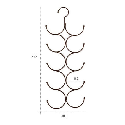 Multi-Circle Hook Hanging Hanging Scarf Belt Scarf Tie Hanger Rack, Size:50.5x20.5cm(Black)-garmade.com