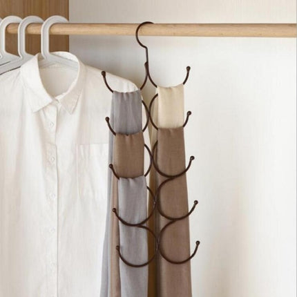 Multi-Circle Hook Hanging Hanging Scarf Belt Scarf Tie Hanger Rack, Size:50.5x20.5cm(Bronze)-garmade.com