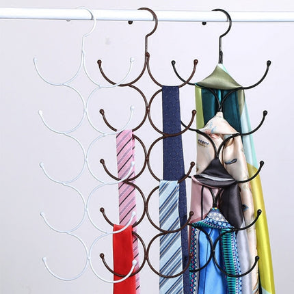 Multi-Circle Hook Hanging Hanging Scarf Belt Scarf Tie Hanger Rack, Size:50.5x20.5cm(White)-garmade.com