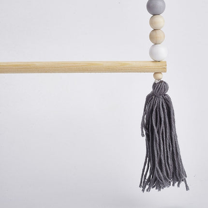 Nordic Style Wooden Color Macaron Wooden Beads String Single Hook Hanger Wardrobe Storage Pendant(Pink)-garmade.com