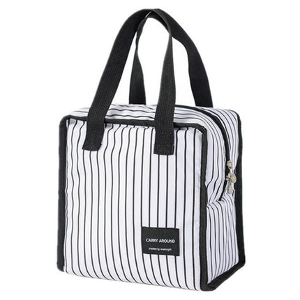 Multifunctional Portable Insulated Lunch Box Bag(Lunch White Stripes)-garmade.com