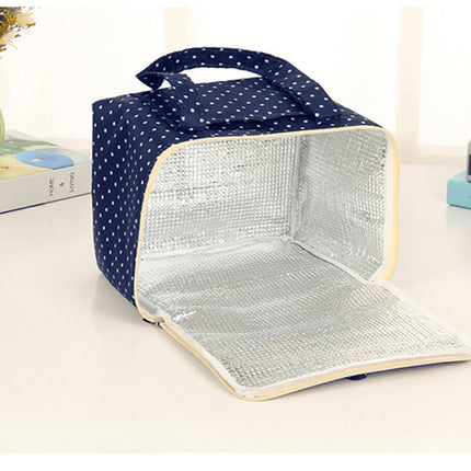 Large Oxford Cloth Insulation Bag Portable Lunch Bag Color Square Outdoor Picnic Bag(Green Dot)-garmade.com