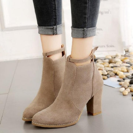 Women Shoes Suede Boots Pointed High Heels, Size:36(Black)-garmade.com