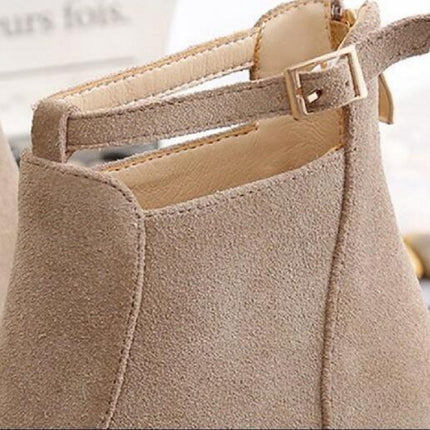 Women Shoes Suede Boots Pointed High Heels, Size:38(Camel)-garmade.com