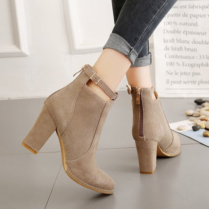 Women Shoes Suede Boots Pointed High Heels, Size:38(Black)-garmade.com