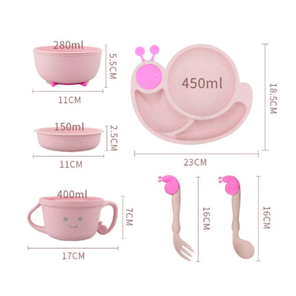 Creative Anti-scald Children Tableware Baby Snail Compartment Spoon Cup Bowl(Beige)-garmade.com