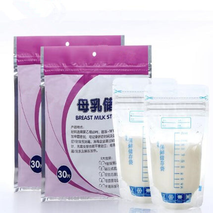 30 PCS 250ml Milk Storage Bag Fresh Breast Milk Storage Bag(Transparent)-garmade.com