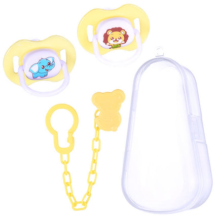 5 PCS Baby Cartoon Silicone Pacifier Set And Chain Combo Baby Sleeping Peacefully(Yellow)-garmade.com