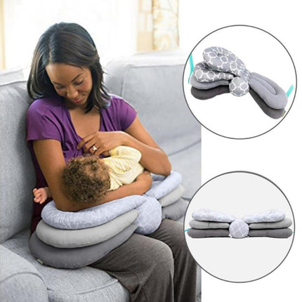 Baby Feeding Pillow Multi-functional Newborn Baby Breastfeeding Artifact Anti-vomiting Crib(Gray)-garmade.com