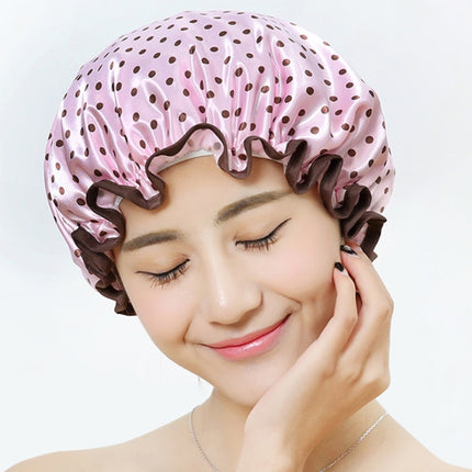Thick Waterproof Bath Hat Double Layer Shower Hair Cover Women Supplies Shower Caps, Size:28cm(Purple Circle)-garmade.com
