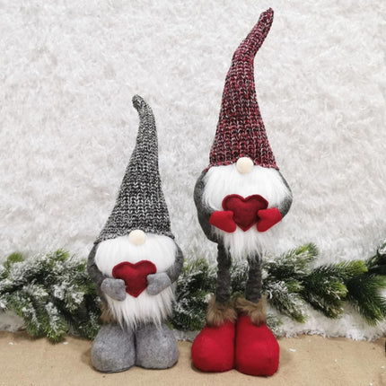 Christmas Decorations Stretch Knitted Faceless Doll Standing Figure Santa Claus Doll Ornaments(Gray)-garmade.com