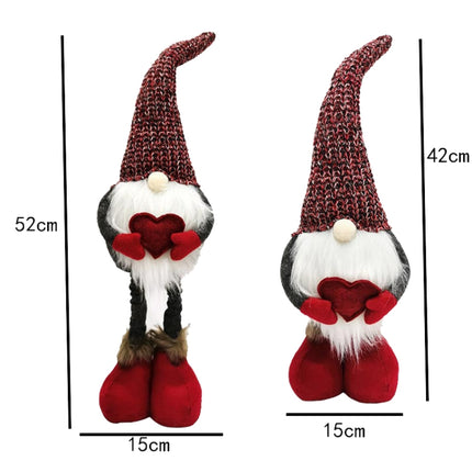 Christmas Decorations Stretch Knitted Faceless Doll Standing Figure Santa Claus Doll Ornaments(Red)-garmade.com