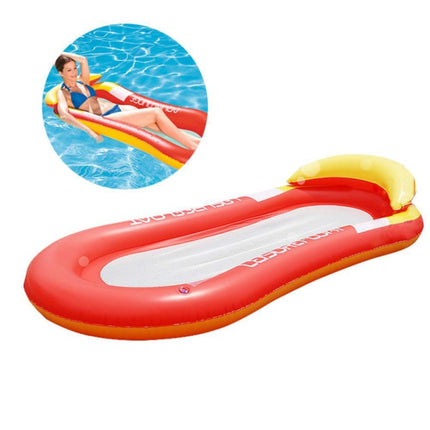 Adult Floating RowLounge Chair Water Toy Inflatable Bed with Armrest Hammock Back, Size: 160 x 90cm(Noble Red)-garmade.com