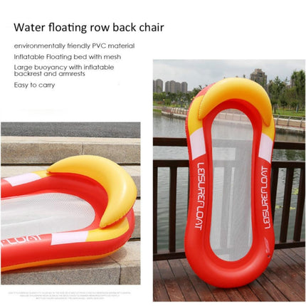 Adult Floating RowLounge Chair Water Toy Inflatable Bed with Armrest Hammock Back, Size: 160 x 90cm(Noble Red)-garmade.com