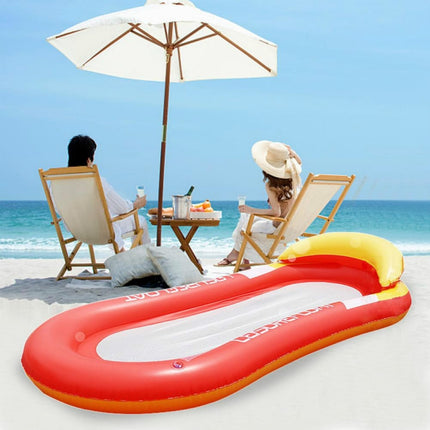 Adult Floating RowLounge Chair Water Toy Inflatable Bed with Armrest Hammock Back, Size: 160 x 90cm(Noble Red)-garmade.com