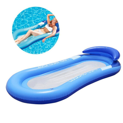 Adult Floating RowLounge Chair Water Toy Inflatable Bed with Armrest Hammock Back, Size: 160 x 90cm(Noble Blue)-garmade.com