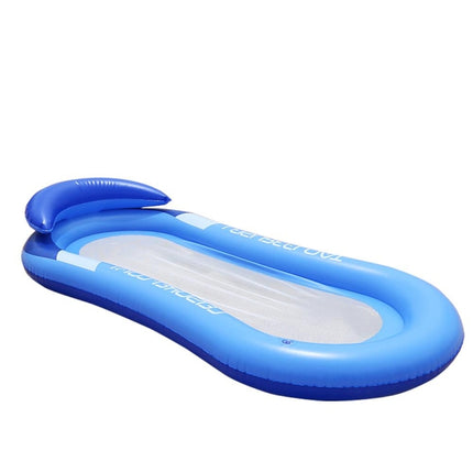 Adult Floating RowLounge Chair Water Toy Inflatable Bed with Armrest Hammock Back, Size: 160 x 90cm(Noble Blue)-garmade.com