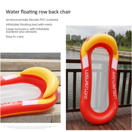 Adult Floating RowLounge Chair Water Toy Inflatable Bed with Armrest Hammock Back, Size: 160 x 90cm(Noble Blue)-garmade.com