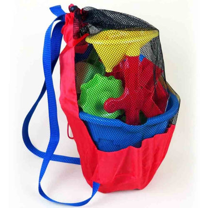 Children Beach Toys Storage Bag Play Sand Tools Storage Net Bag Backpack(Black Net Red Bottom)-garmade.com
