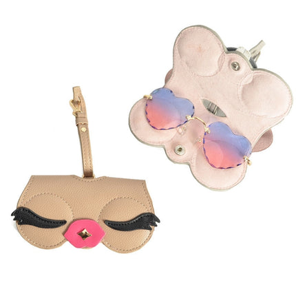PU Sunglasses Bag Cute Quirky Sunglasses Box(Love Flying Kiss)-garmade.com