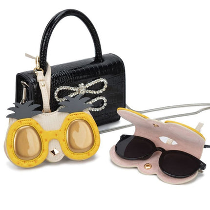 PU Sunglasses Bag Cute Quirky Sunglasses Box(Black Fox)-garmade.com