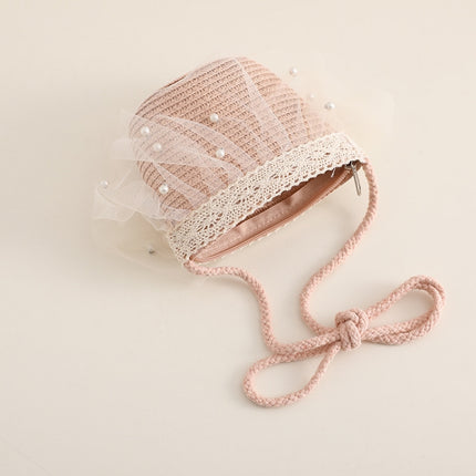 Children Straw Beach Bag Coin Purse Sundries Bag(Pink)-garmade.com
