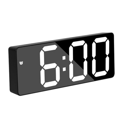 Battery Plug-In Dual-Purpose LED Clock Bedside Alarm Clock, Rectangular Black Surface White Light-garmade.com
