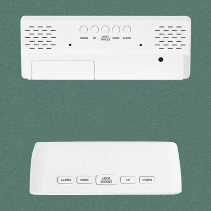 Battery Plug-In Dual-Purpose LED Clock Bedside Alarm Clock, Rectangular Black Surface White Light-garmade.com