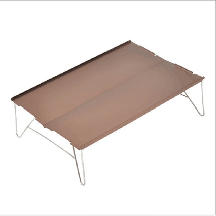 Outdoor Portable Mini Aluminum Table Ultralight Folding Picnic Table Camping Self-Driving Fishing Barbecue Small Coffee Table(Brown)-garmade.com