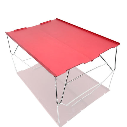 Outdoor Portable Mini Aluminum Table Ultralight Folding Picnic Table Camping Self-Driving Fishing Barbecue Small Coffee Table(Red)-garmade.com