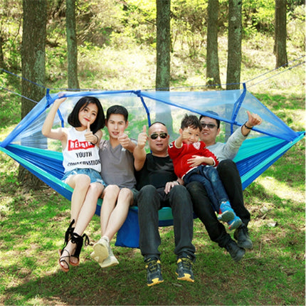 Outdoor Mosquito Net Hammock Camping Ultralight Nylon Double Camping Air Tent, Size:260 x 140 CM(Pink Sky Blue)-garmade.com
