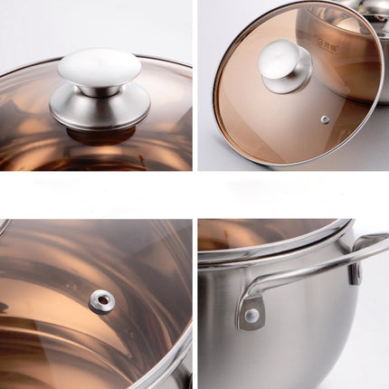 Si Gang 24CM Stainless Steel Drum-shaped Large-capacity Extra Thick Soup Pot, Size:24 CM-garmade.com