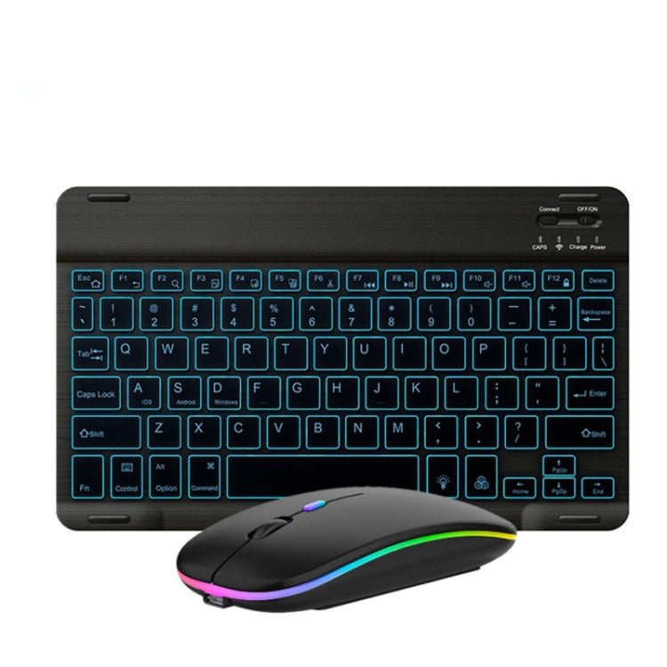 10 Inch RGB Colorful Backlit Bluetooth Keyboard And Mouse Set For Mobile Phone / Tablet(Black)-garmade.com