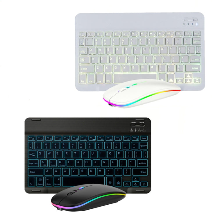 10 Inch RGB Colorful Backlit Bluetooth Keyboard And Mouse Set For Mobile Phone / Tablet(Black)-garmade.com