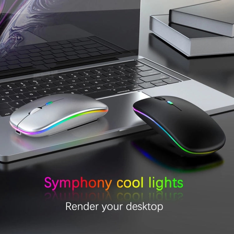 10 Inch RGB Colorful Backlit Bluetooth Keyboard And Mouse Set For Mobile Phone / Tablet(Black)-garmade.com