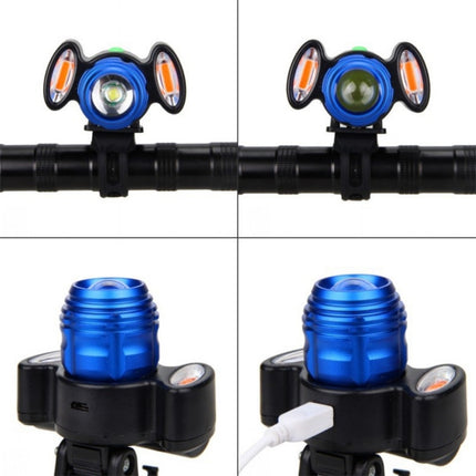 Bicycle Headlight Mountain Bike USB Charging Warning Light(Blue)-garmade.com