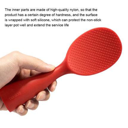 Food Grade Silicone High Temperature Resistant Rice Spoon(Red)-garmade.com