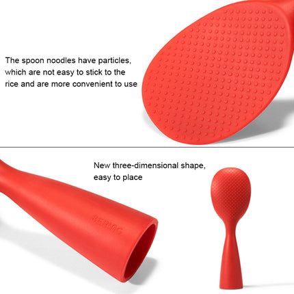 Food Grade Silicone High Temperature Resistant Rice Spoon(Red)-garmade.com