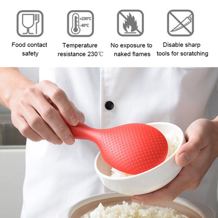 Food Grade Silicone High Temperature Resistant Rice Spoon(Red)-garmade.com