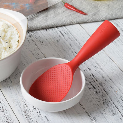 Food Grade Silicone High Temperature Resistant Rice Spoon(Red)-garmade.com