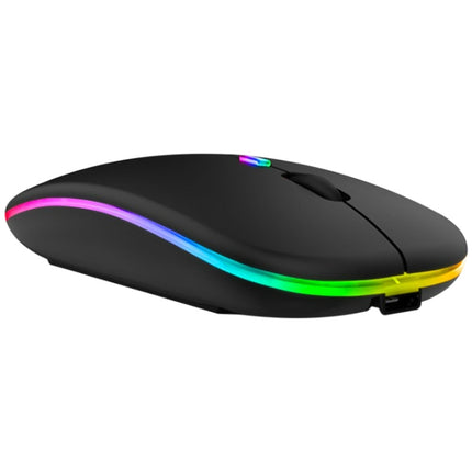 3 Keys RGB Backlit Silent Bluetooth Wireless Dual Mode Mouse(Black)-garmade.com