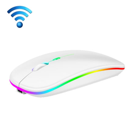 3 Keys RGB Backlit Silent Bluetooth Wireless Dual Mode Mouse(White)-garmade.com
