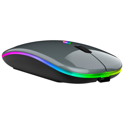 3 Keys RGB Backlit Silent Bluetooth Wireless Dual Mode Mouse (Grey)-garmade.com