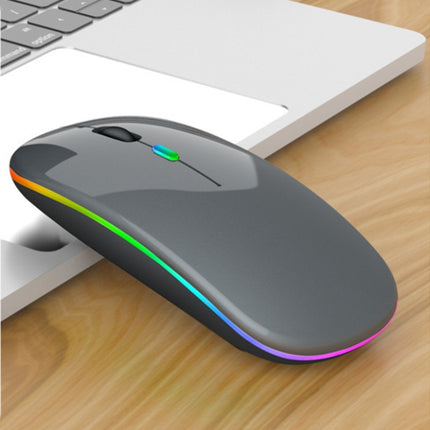 3 Keys RGB Backlit Silent Bluetooth Wireless Dual Mode Mouse (Grey)-garmade.com