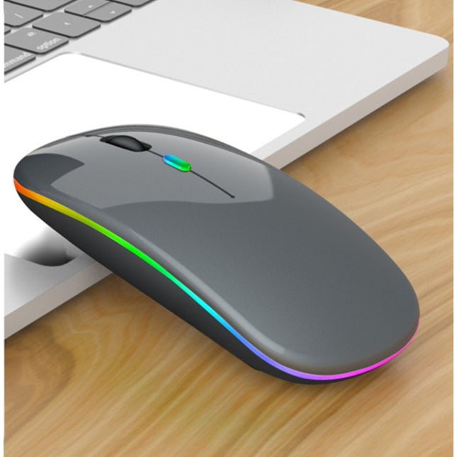 3 Keys RGB Backlit Silent Bluetooth Wireless Dual Mode Mouse (Grey)-garmade.com
