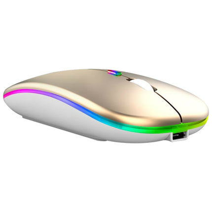 3 Keys RGB Backlit Silent Bluetooth Wireless Dual Mode Mouse (Gold)-garmade.com
