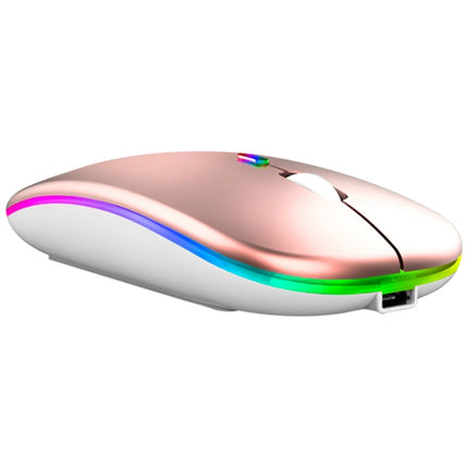 3 Keys RGB Backlit Silent Bluetooth Wireless Dual Mode Mouse (Rose Gold)-garmade.com