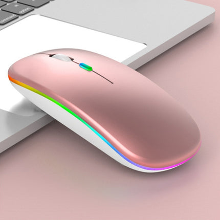 3 Keys RGB Backlit Silent Bluetooth Wireless Dual Mode Mouse (Rose Gold)-garmade.com